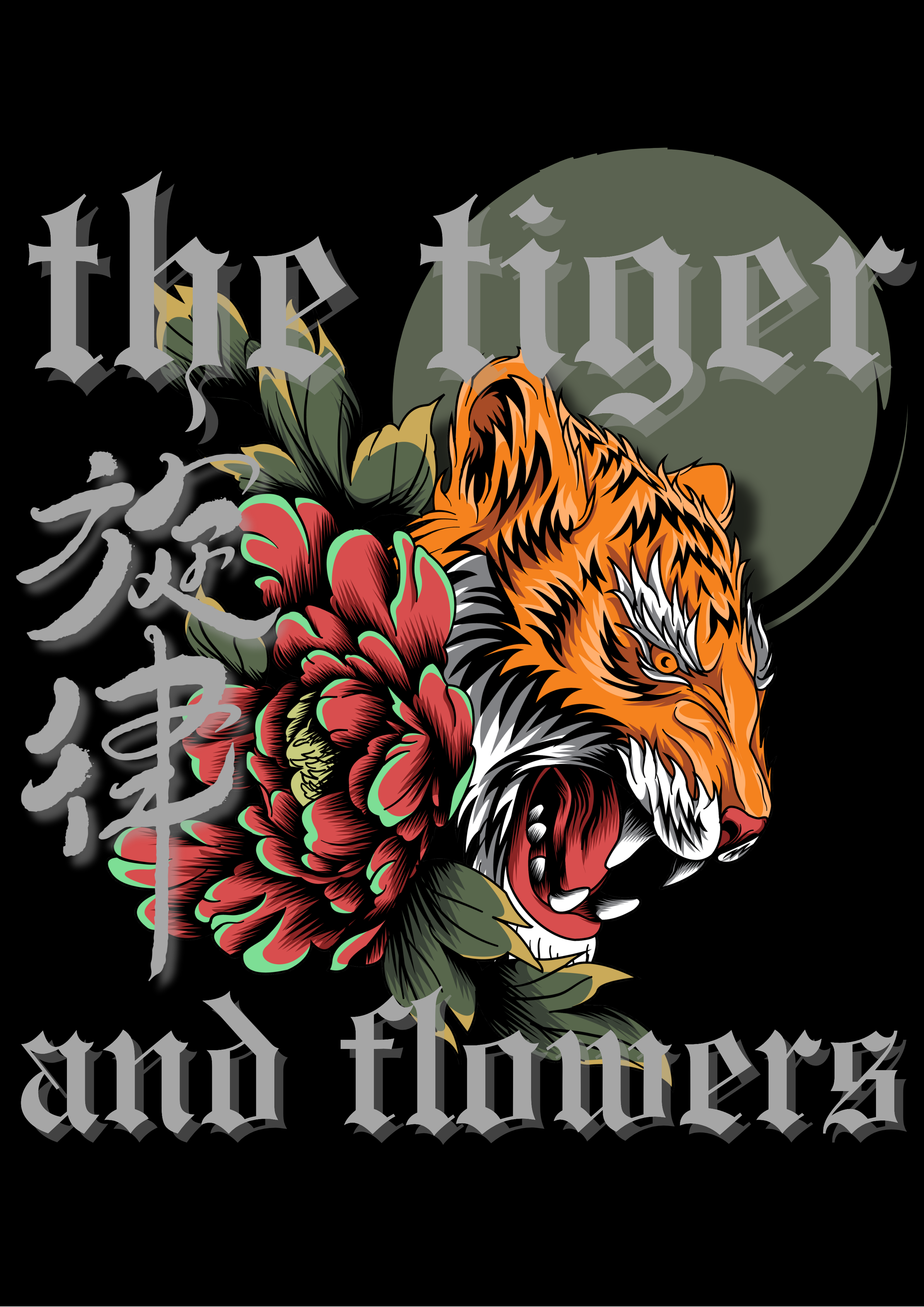 Tiger and Flowers