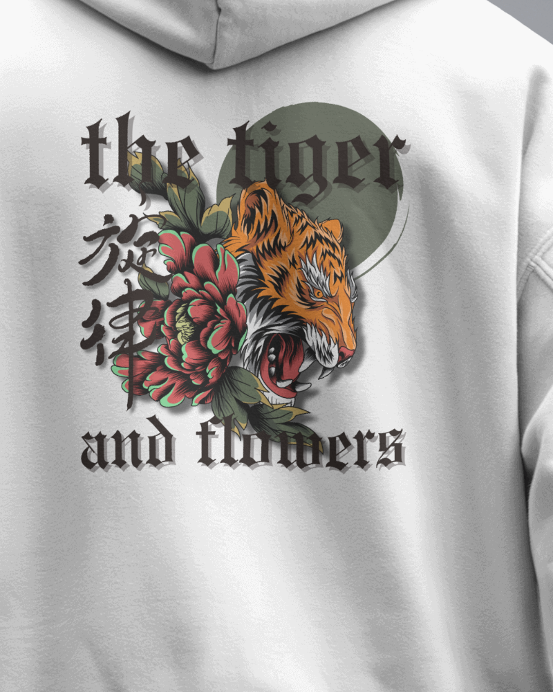 Tiger and Flowers – Oversize Hoodie