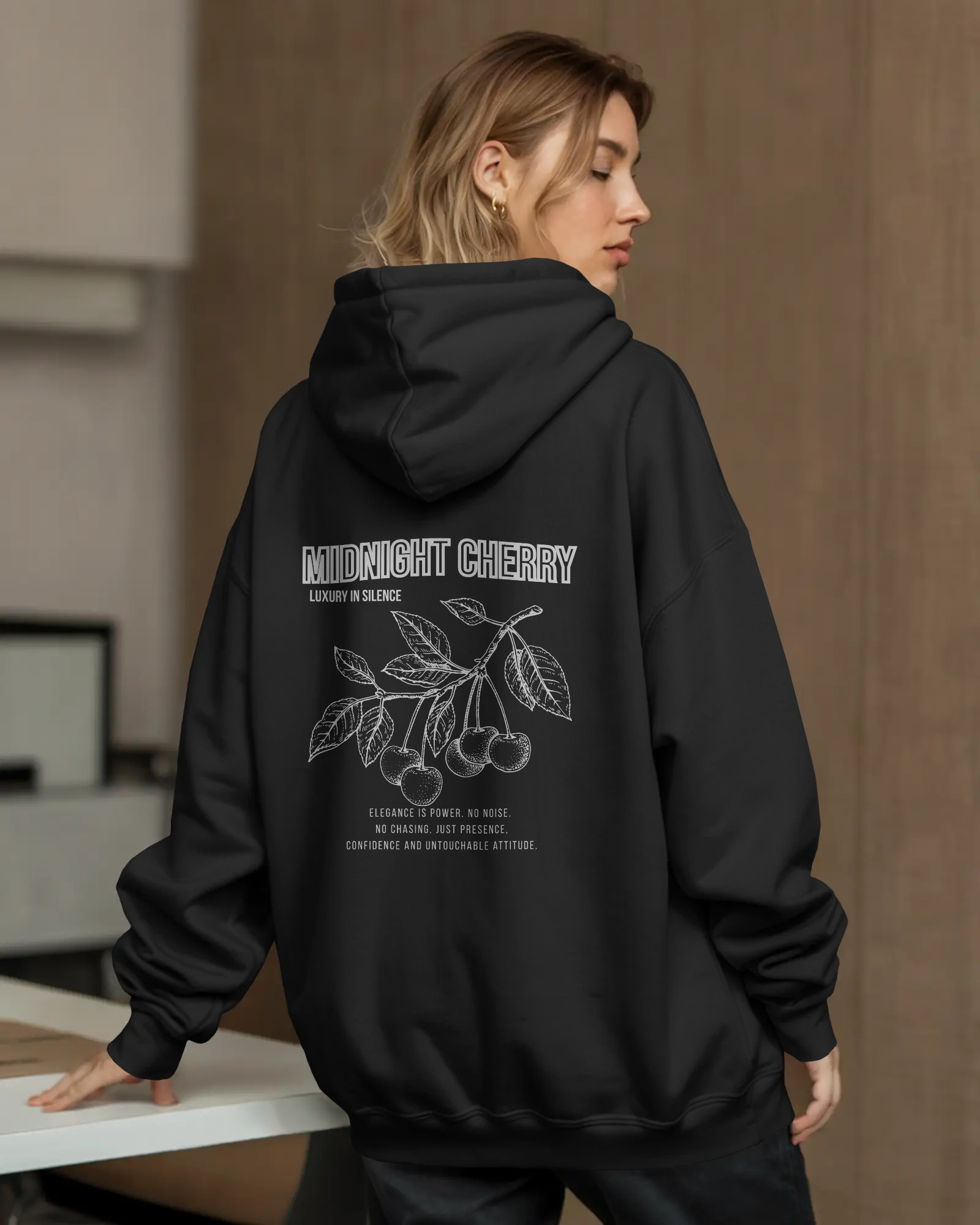 Midnight Cherry – Oversize Hoodie